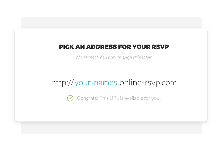A simple website address to make it easy for your guests